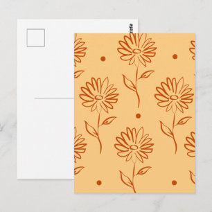 Orangebrun Blommönsterkontur Vykort