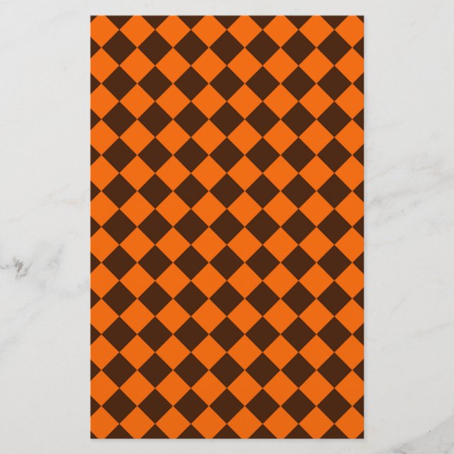 Orangebrun diamantrutigt mönster brevpapper (Framsida)