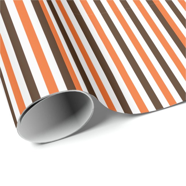 Orangebruna vertikala ränder  presentpapper (Rullad Hörn)