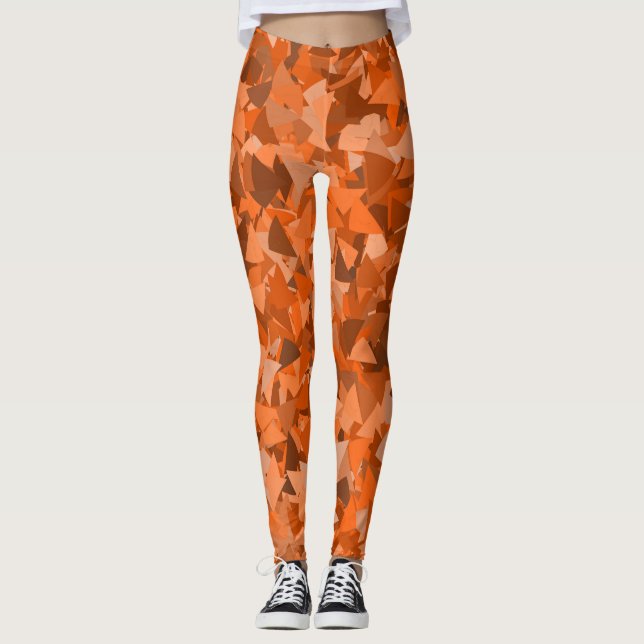 Orangebrunt triangelmönster leggings (Framsida)