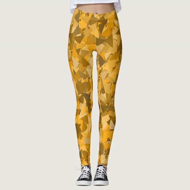 Orangebrunt triangelmönster leggings (Framsida)