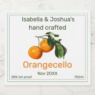 Orangecello-etikett vintage apelsinillustration spritflaskor etikett