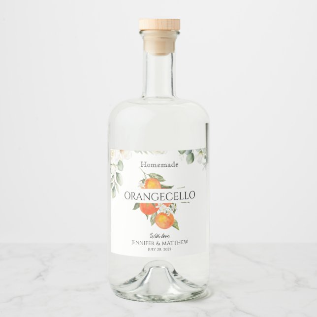 Orangecello Label Citrus Orange Wedding Favor  Spritflaskor Etikett (Framsida)
