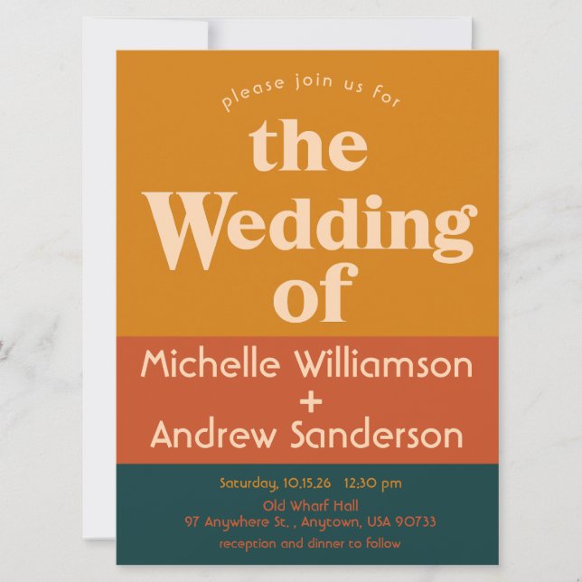 Orangefärgad påfågel Modern Retro 6.5x8.75 Inbjudningar (Framsida)