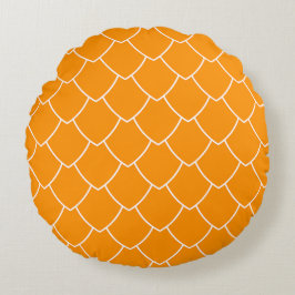 🧡 Orangefärgad scallop-tyg tryckt Rund Kudde