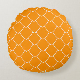 🧡 Orangefärgad scallop-tyg tryckt Rund Kudde