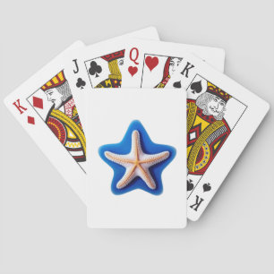 Orangefärgad sjöstjärna i blå stjärna casinokort