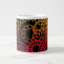 Orangefärgade lila blommor och svart bakgrund jumbo mugg