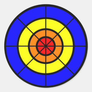 orangegult och blått för bullseye röd runt klistermärke