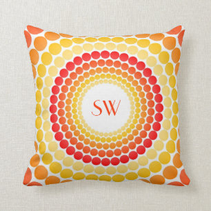 Orangegult pricker Monogramdekorativ kudde