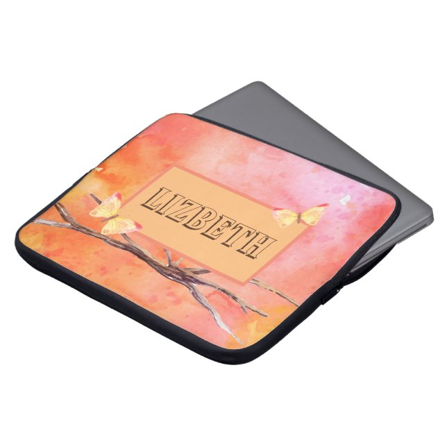 Orangen Anpassat namn Laptop Fodral (Framsida topp)