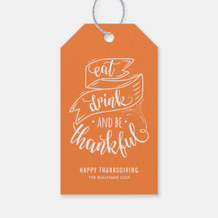 Orangen äter drinken och är tacksam thanksgiving presentetikett