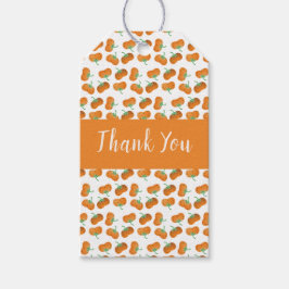 Orangen Autumn Pumpkins Mönster Tack Presentetikett