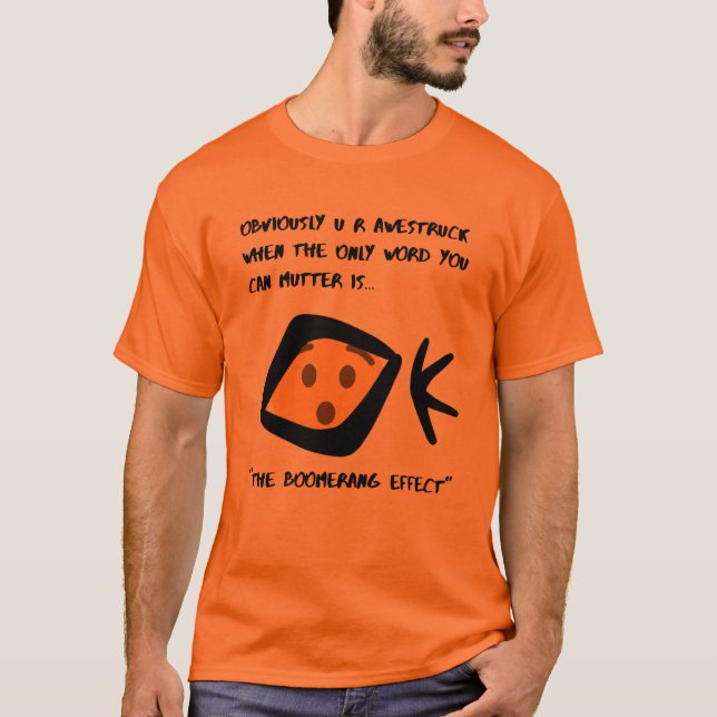 Orangen "Awerike" Boomeranged T Shirt (Framsida)