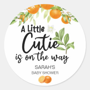 Orangen Baby Shower är på väg. Runt Klistermärke