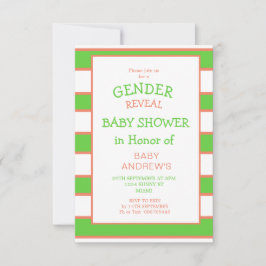 Orangen Baby Shower för gender Visa stripe-Grönt Inbjudningar