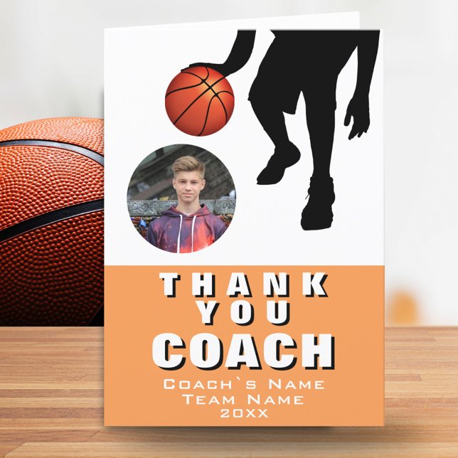 Orangen Basketball Player Silhouette Photo Coach Tack Kort (Skapare uppladdad)