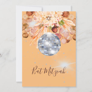 Orangen bat mitzvah Blommigt Disco Boll Inbjudningar