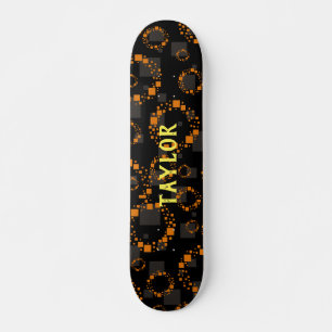 Orangen Black Demon Squares Circles Trend Mini Skateboard Bräda 18,5 Cm