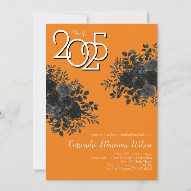 Orangen Black Ro Mörk Gothic Studentfest Inbjudningar (Framsida)