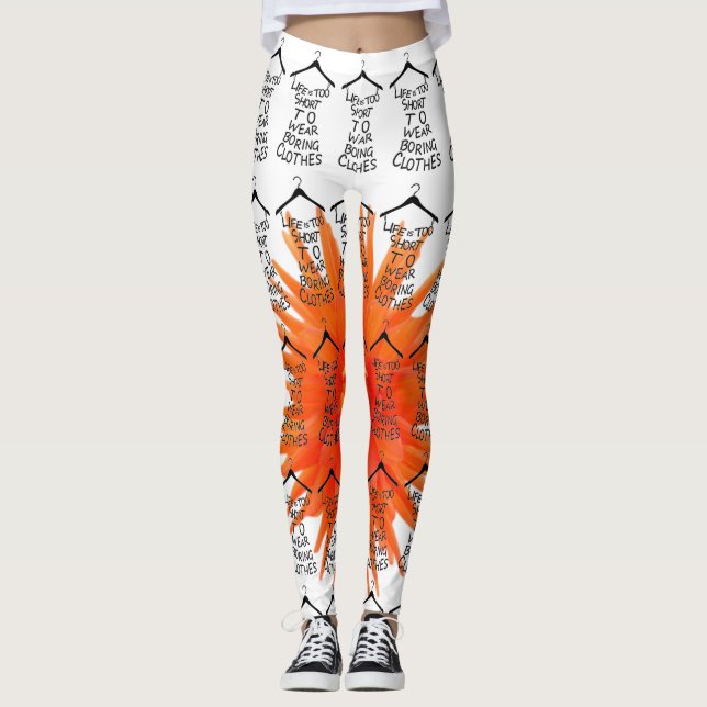 Orangen Blomens Yoga Stretch Leggings Flower (Framsida)