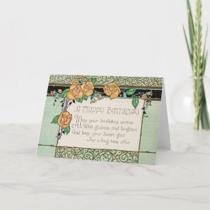 Orangen blommar art déco som rimmar kort