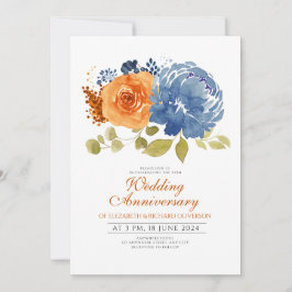 Orangen Blommigt Bröllop Inbjudningar