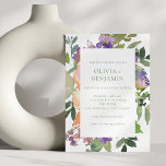 Orangen Blommigt för vattenfärgen Lila Bröllop all Inbjudningar<br><div class="desc">Boho Watercolor Lila Orange Blommigt Bröllopsinbjudan till webbplatsen för OSA och information</div>