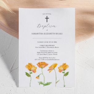 Orangen Blommor för unika baptisminbjudningar Inbjudningar