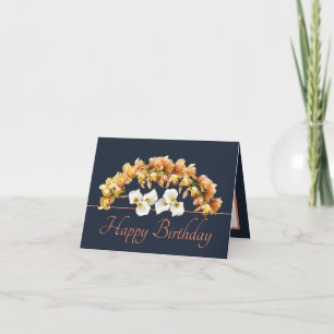 Orangen Bouquet Orchids Lilies Grattis på födelsed Kort