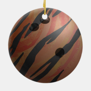 Orangen Bowling Ball Tiger Julgransprydnad Keramik