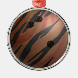 Orangen Bowling Ball Tiger Julgransprydnad Metall