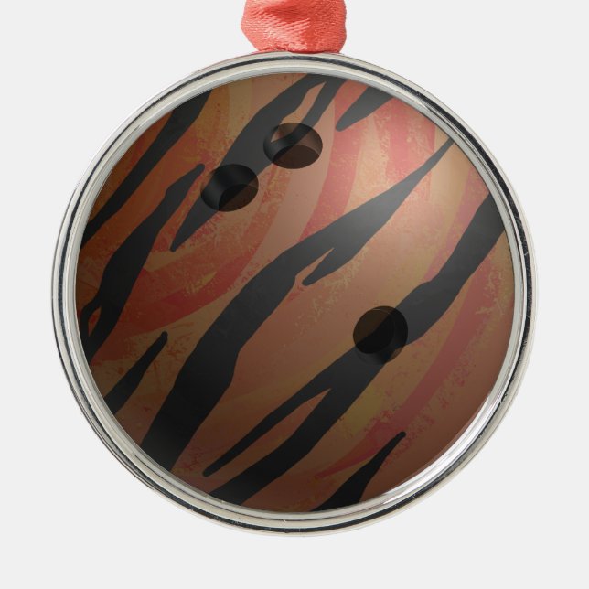 Orangen Bowling Ball Tiger Julgransprydnad Metall (Framsidan)