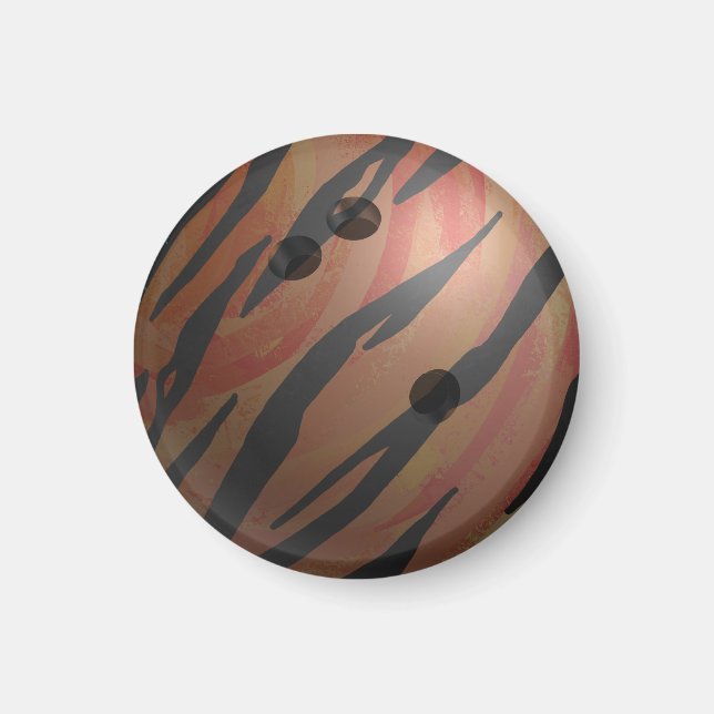 Orangen Bowling Ball Tiger Magnet (Framsidan)