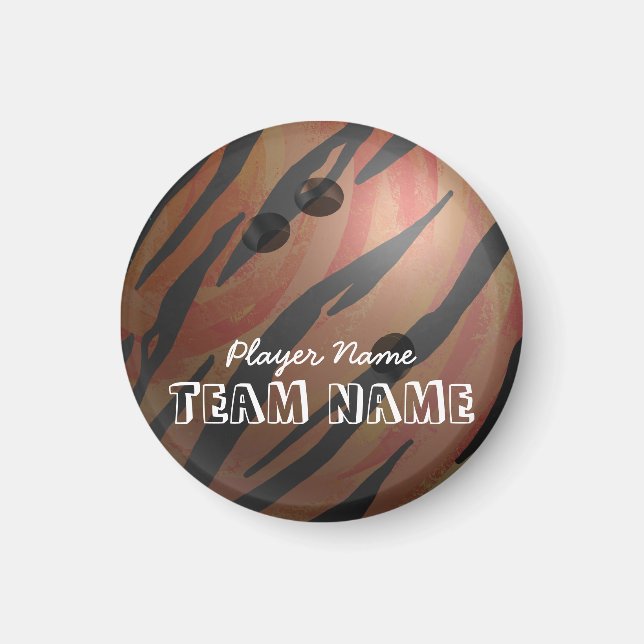 Orangen Bowling Ball Tiger Magnet (Framsidan)