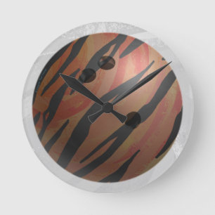 Orangen Bowling Ball Tiger Rund Klocka