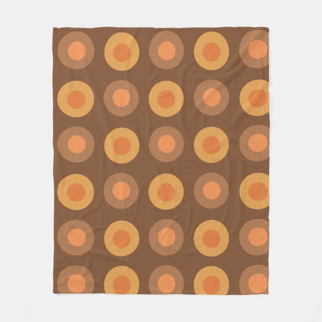 Orangen Bränn på Retro MidCentury-punkter Fleecefilt (Framsidan)