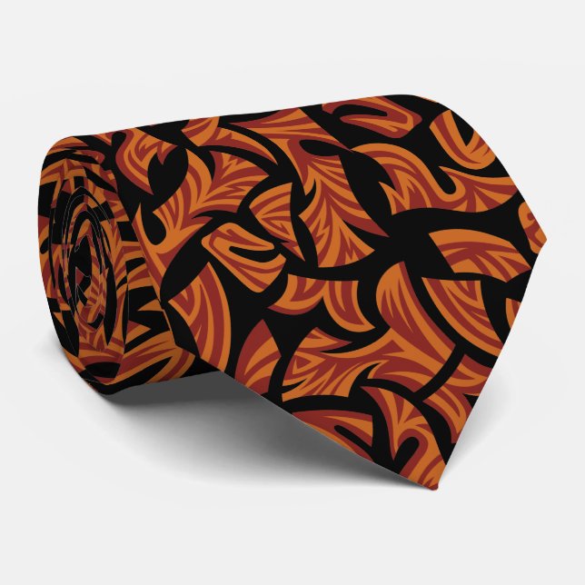 Orangen Brown Black Neck Tie i Mönster Slips (Rullad)