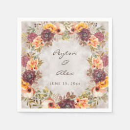 Orangen Burgundy Bröllop vid hösten för elegant Pappersservett