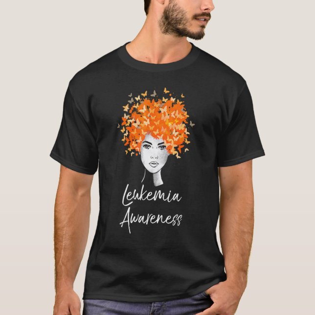 Orangen Butterflies för medvetenhet om leukemi T Shirt (Framsida)