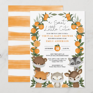 Orangen Citrus Virtuell Baby Shower för sommarskog Inbjudningar