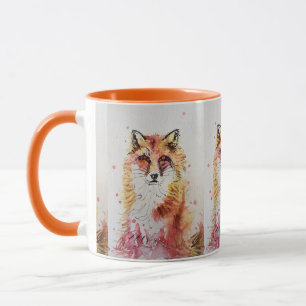 Orangen Cute Red Fox Watercolor Painting Mugg