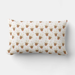 Orangen Cute Reindeer Patter Snöflingor Lumbarkudde