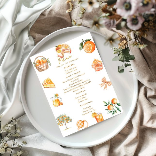 Orangen Cutie Summer Baby Shower Menu Inbjudningar (Skapare uppladdad)