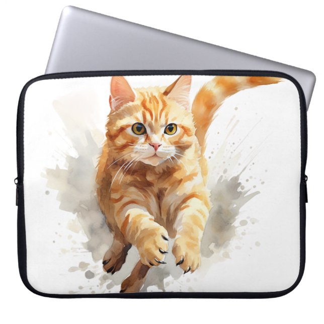 Orangen CUTWATERCOLOR TABBY KITTEN Laptop Fodral (Framsidan)