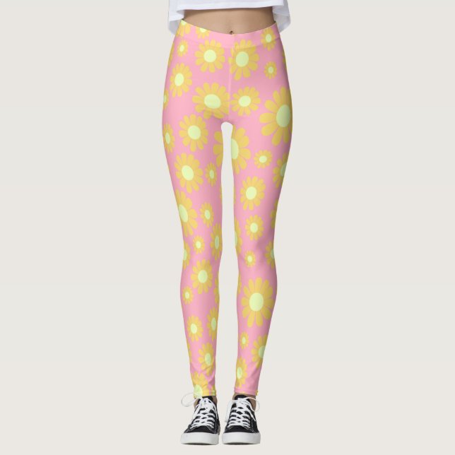 Orangen daisy Peach Leggings (Framsida)
