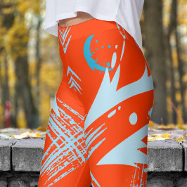 Orangen Dragon Slash Mönster Leggings