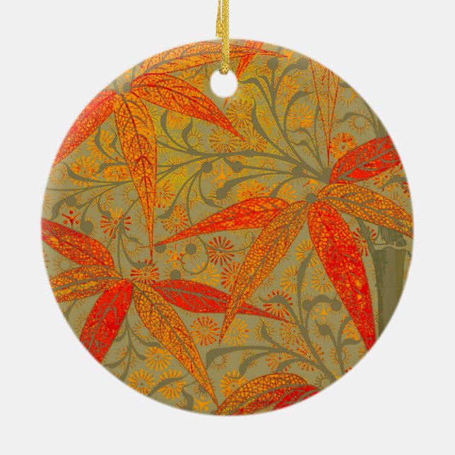 Orangen Earthy Bamboo Art Print Julgransprydnad Keramik (Baksidan)