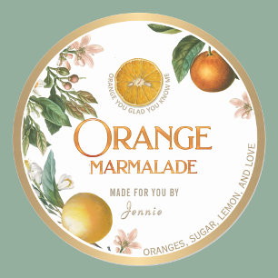 Orangen Elegant för Witty Logotyp Design Marmalade Runt Klistermärke
