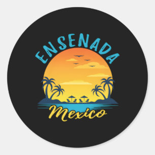 Orangen Ensenada Mexiko Handflatan Träd Runt Klistermärke